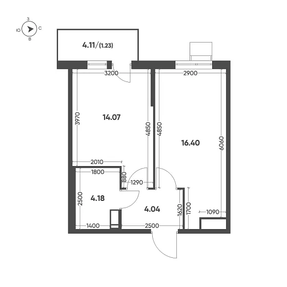Квартира 1-комн. 39.92 кв. м