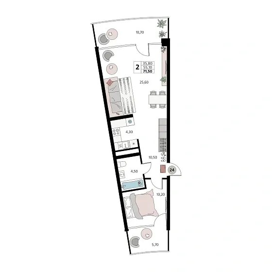 Апартаменты 2-комн.