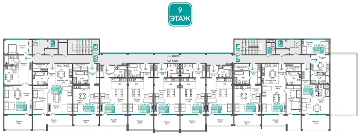 Апартаменты 2-комн. 93.49 кв.м