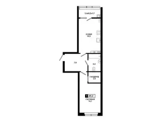 Квартира 1-комн. 45.2 кв. м