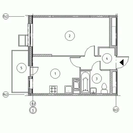 Квартира 1-комн. 36.31 кв. м