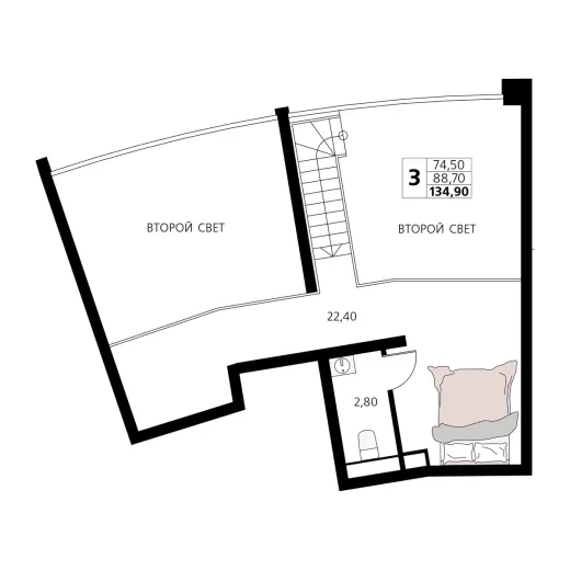 Апартаменты 3-комн.