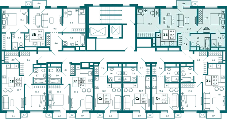 Квартира 2-комн. 57.2 кв.м