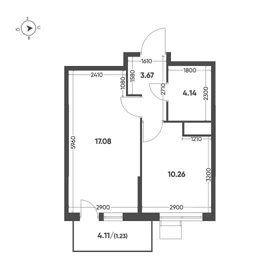 Квартира 1-комн. 36.5 кв. м