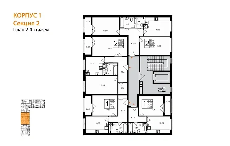 Квартира 1-комн. 38.03 кв. м