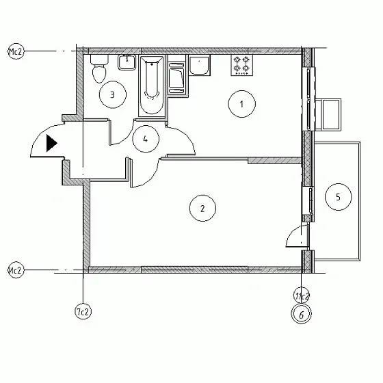 Квартира 1-комн. 36.5 кв. м