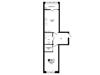 Квартира 1-комн. 45.2 кв. м