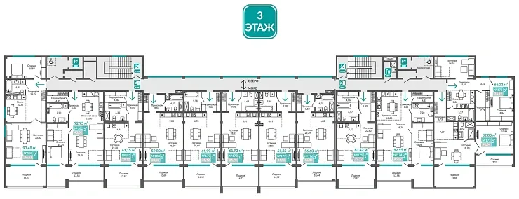 Апартаменты 2-комн. 92.95 кв.м