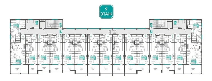Апартаменты 1-комн. 47.55 кв.м
