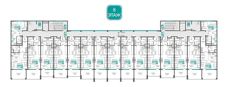 Апартаменты 1-комн. 46.56 кв.м