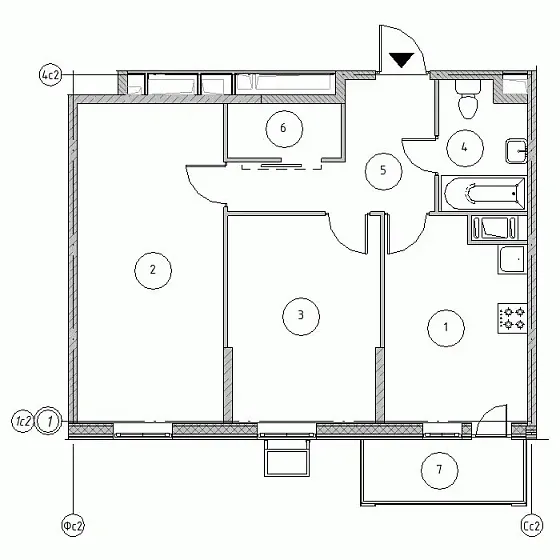 Квартира 2-комн. 58.93 кв. м