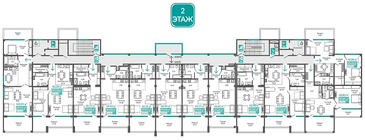 Апартаменты 2-комн. 82.83 кв.м