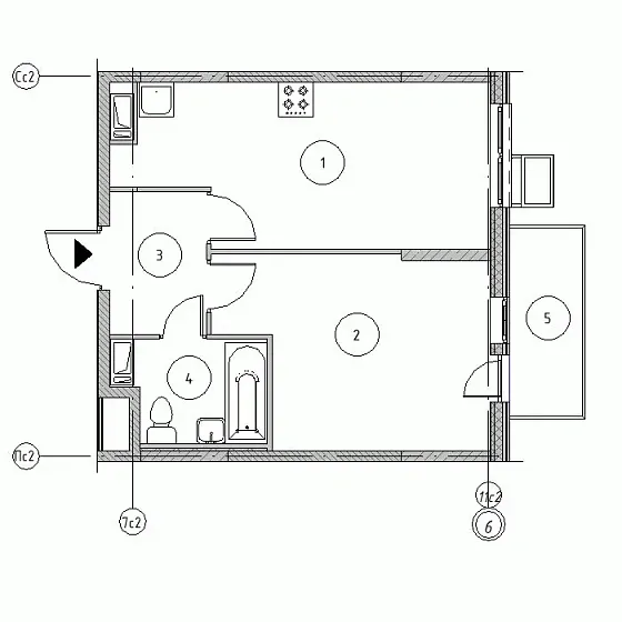 Квартира 1-комн. 40.03 кв. м