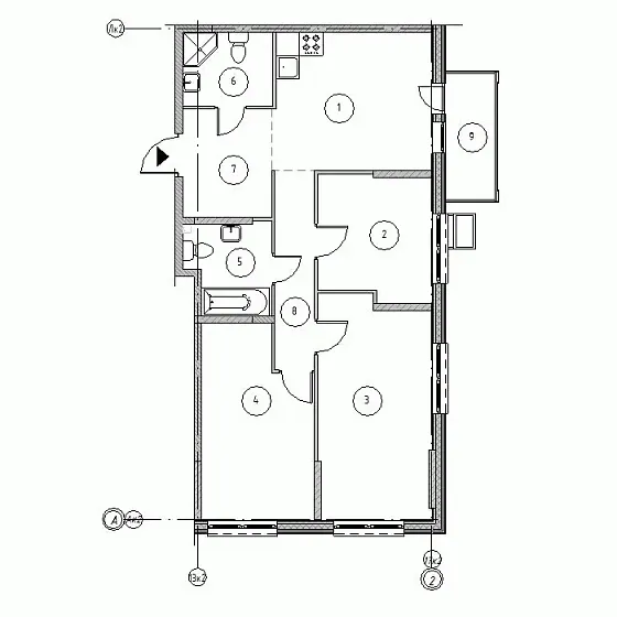 Квартира 3-комн. 75.58 кв. м